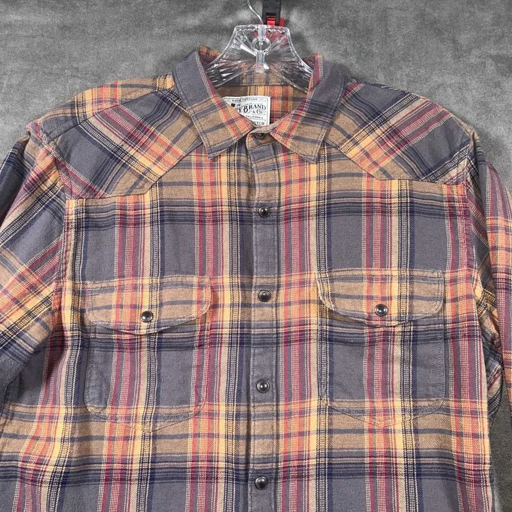 Lucky Brand Pearl Snap Flannel Shirt Mens Small Saturday Stretch Pockets